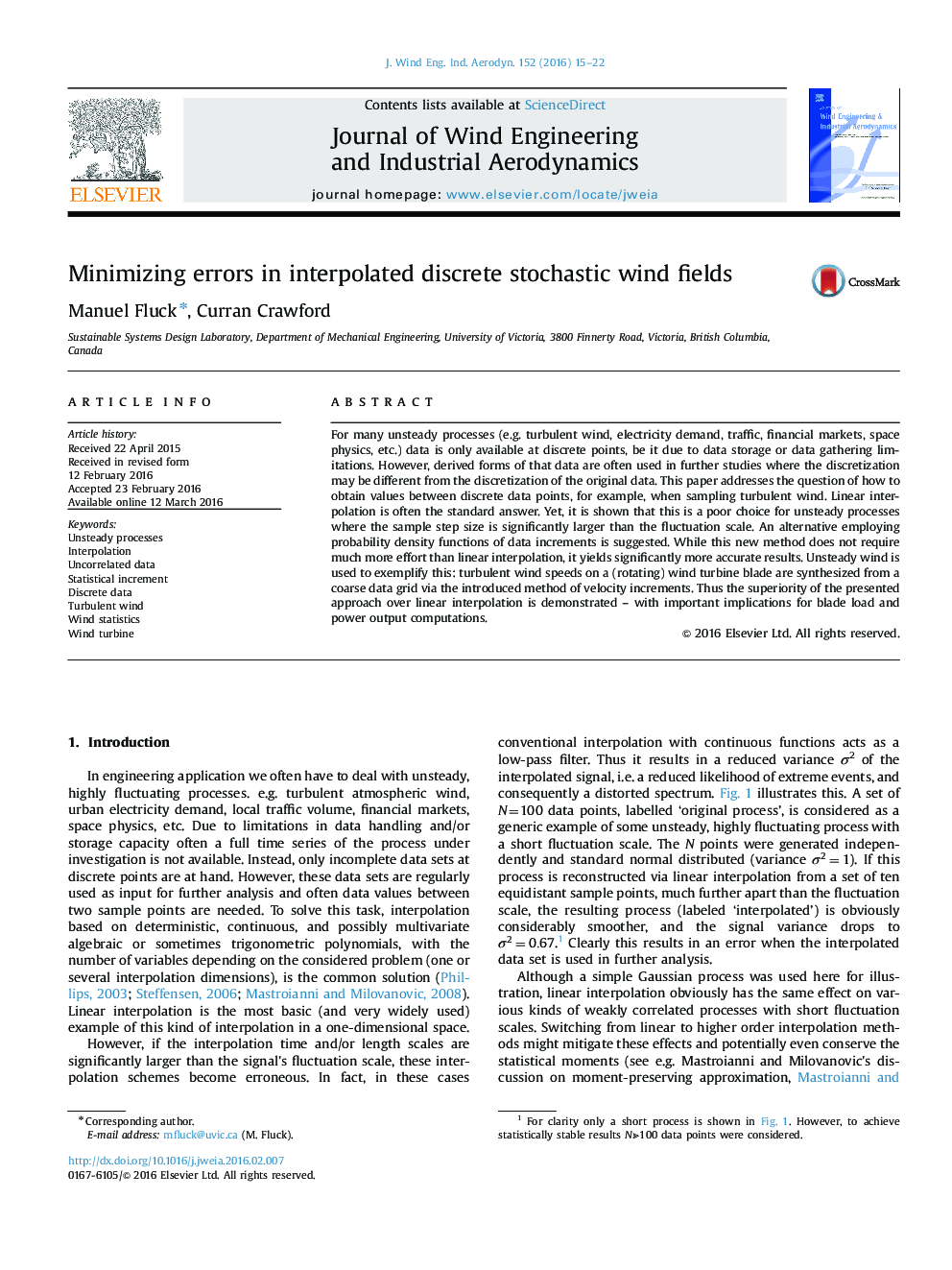 Minimizing errors in interpolated discrete stochastic wind fields