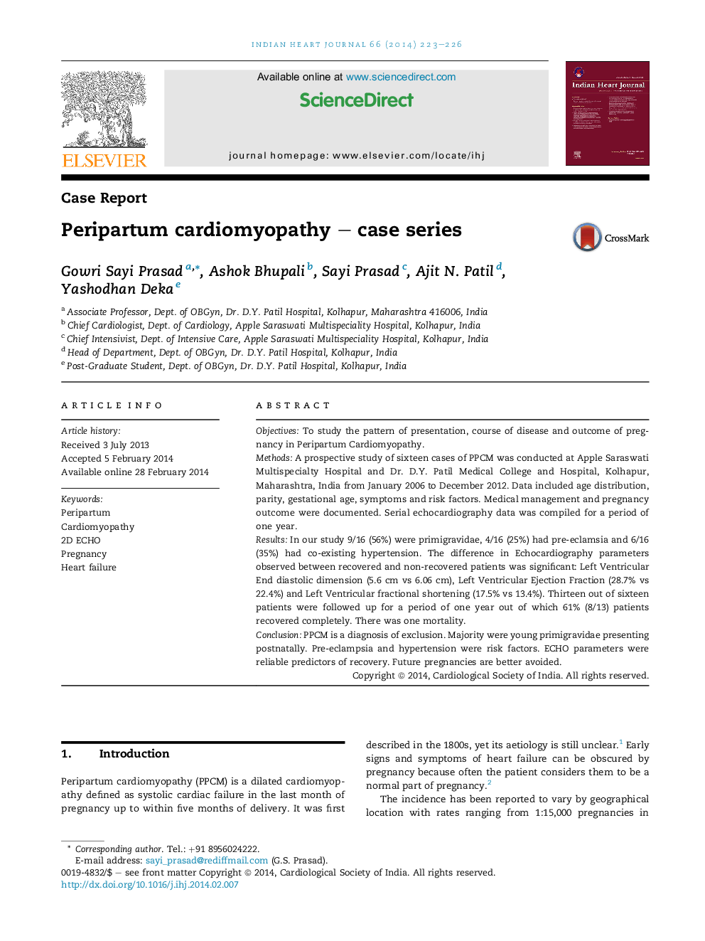 Peripartum cardiomyopathy – case series