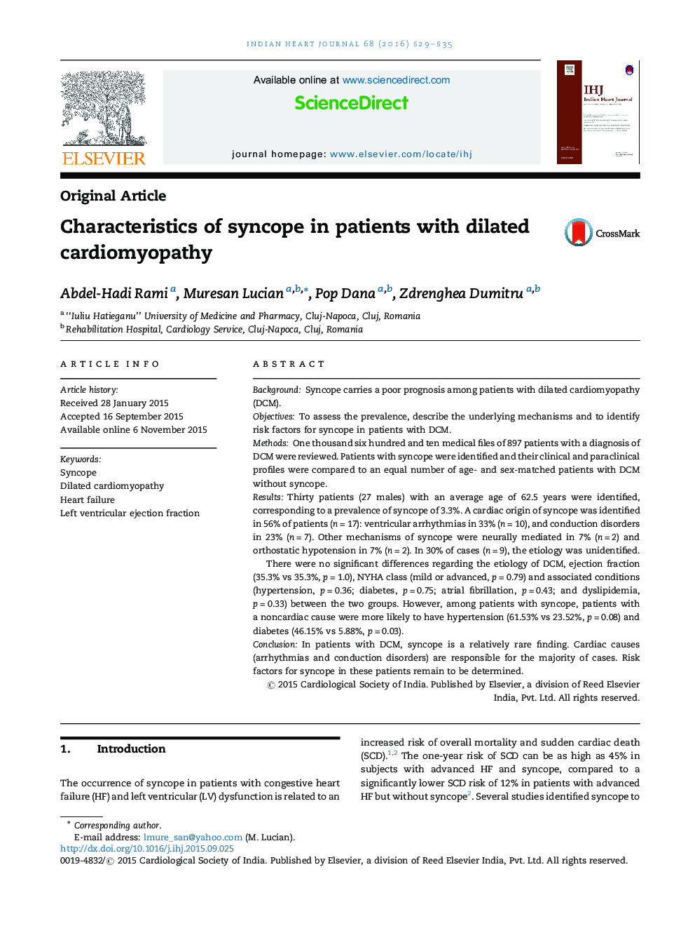 Characteristics of syncope in patients with dilated cardiomyopathy