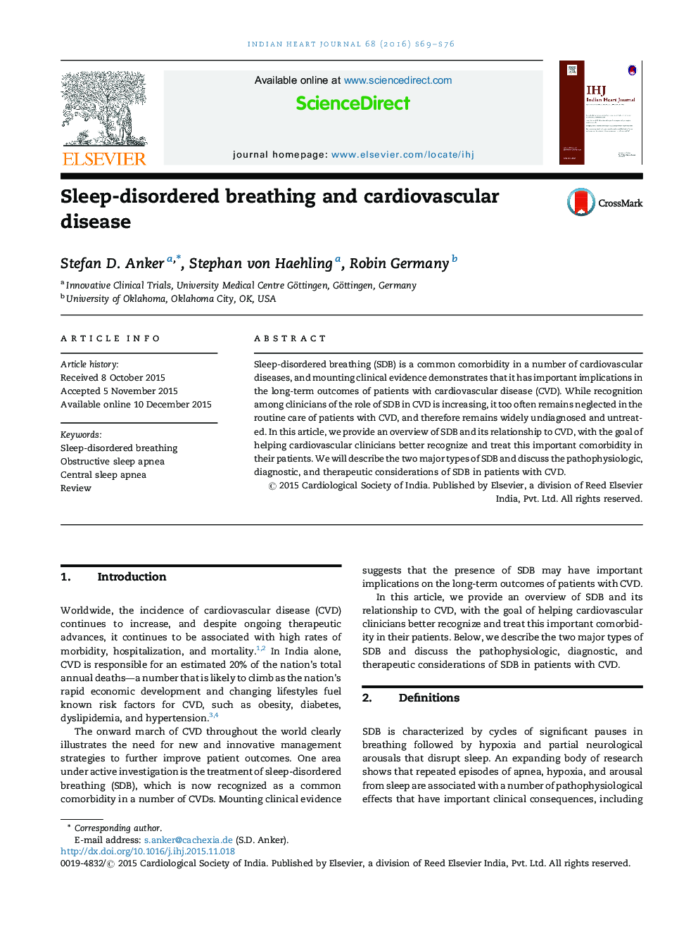 Sleep-disordered breathing and cardiovascular disease