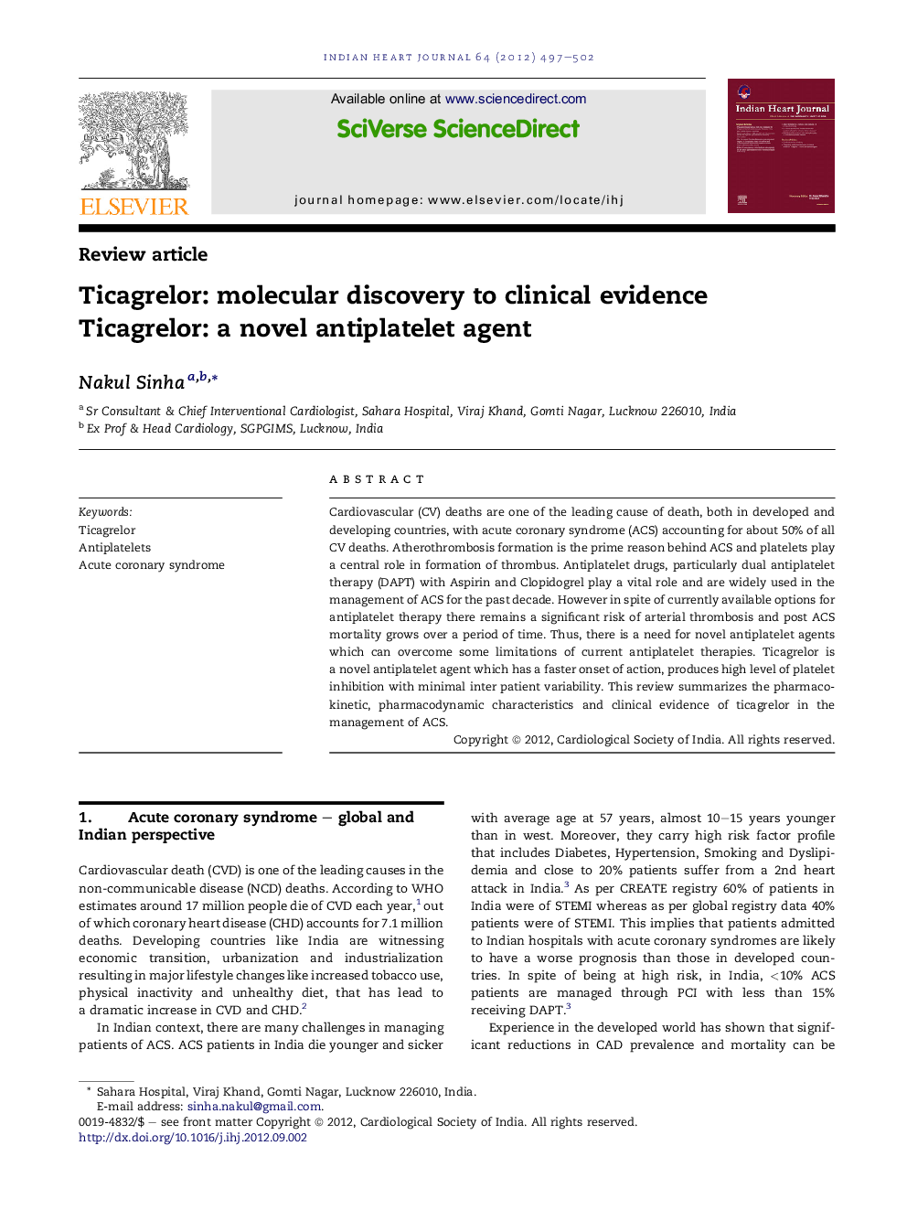 Ticagrelor: molecular discovery to clinical evidence