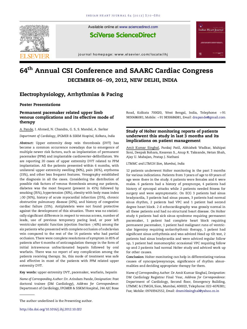 Electrophysiology, Arrhythmias & Pacing