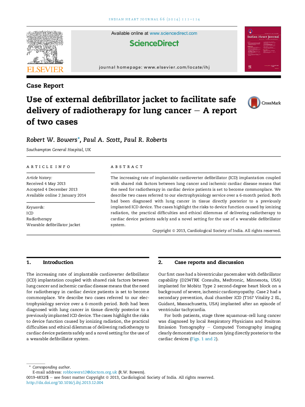 Use of external defibrillator jacket to facilitate safe delivery of radiotherapy for lung cancer – A report of two cases