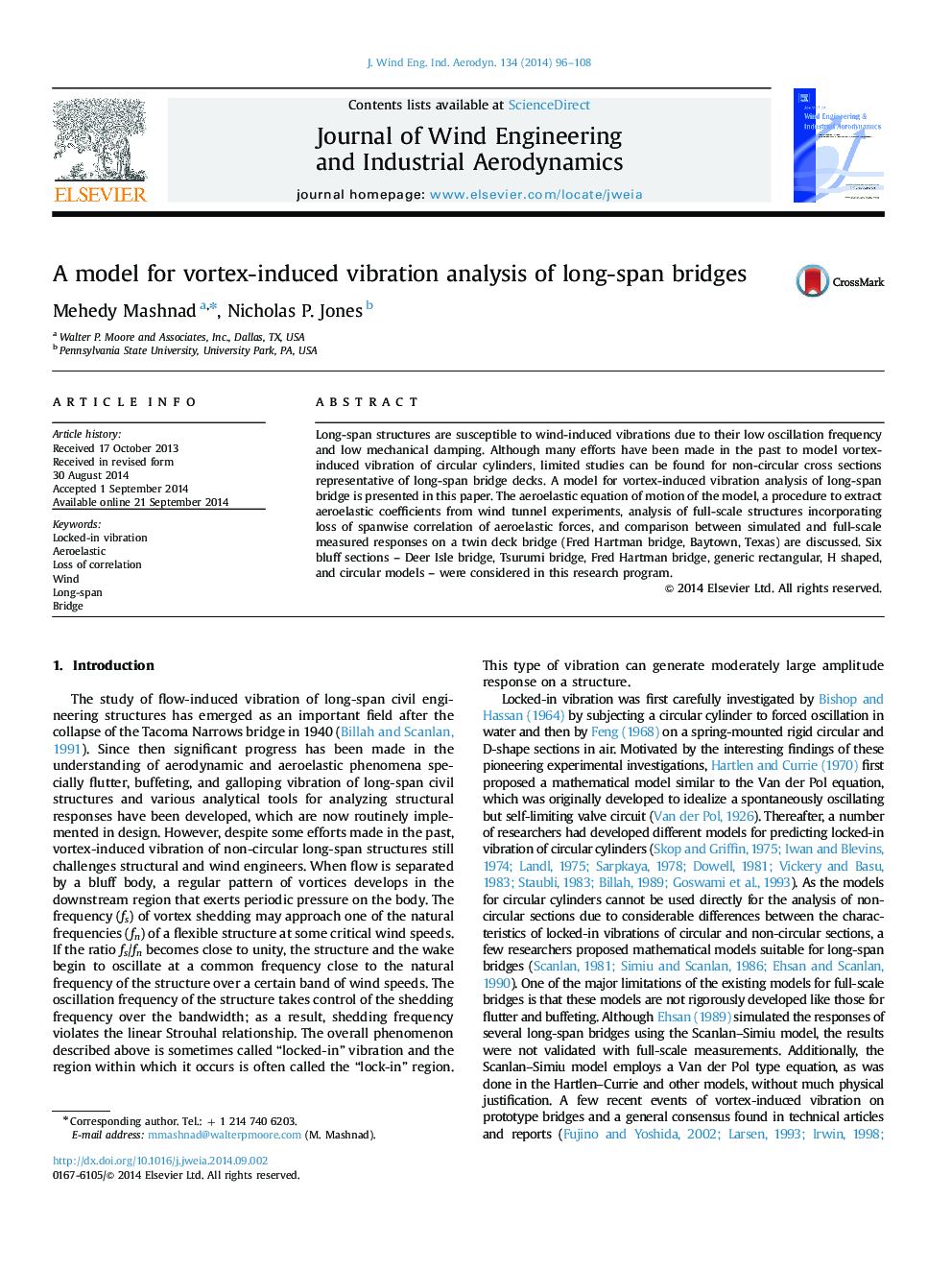 A model for vortex-induced vibration analysis of long-span bridges