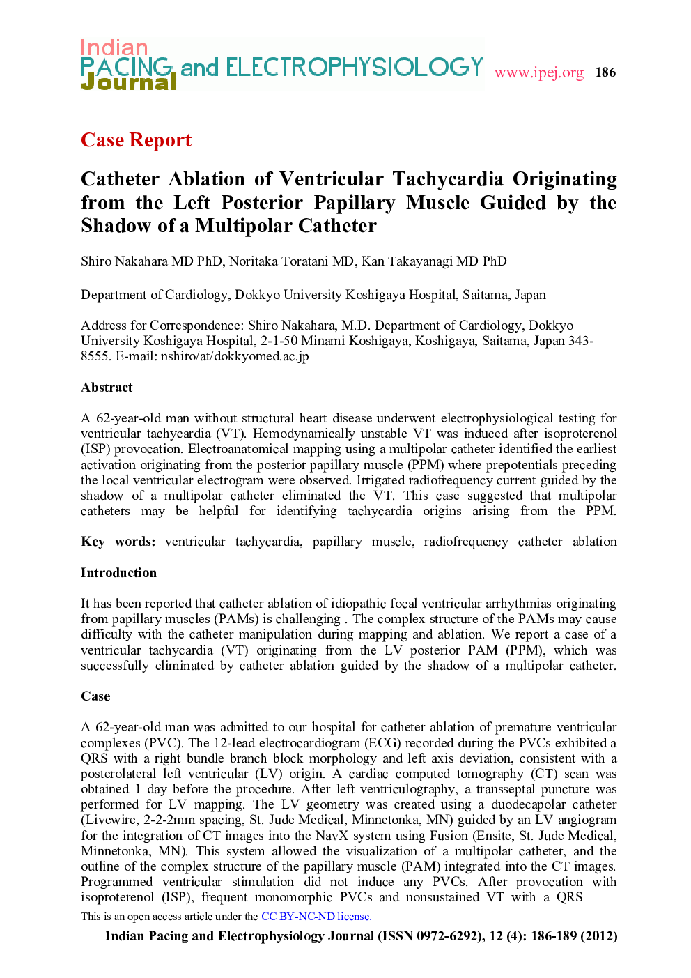 Catheter Ablation of Ventricular Tachycardia Originating from the Left Posterior Papillary Muscle Guided by the Shadow of a Multipolar Catheter