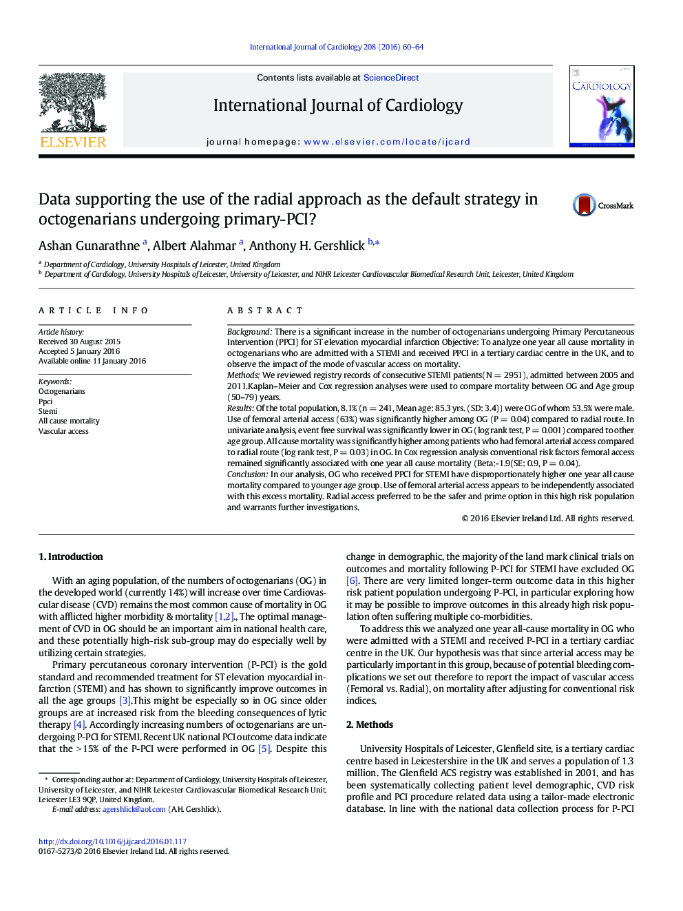 Data supporting the use of the radial approach as the default strategy in octogenarians undergoing primary-PCI?