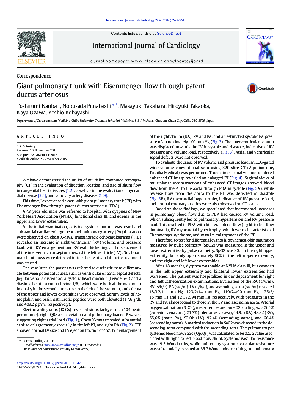 Giant pulmonary trunk with Eisenmenger flow through patent ductus arteriosus