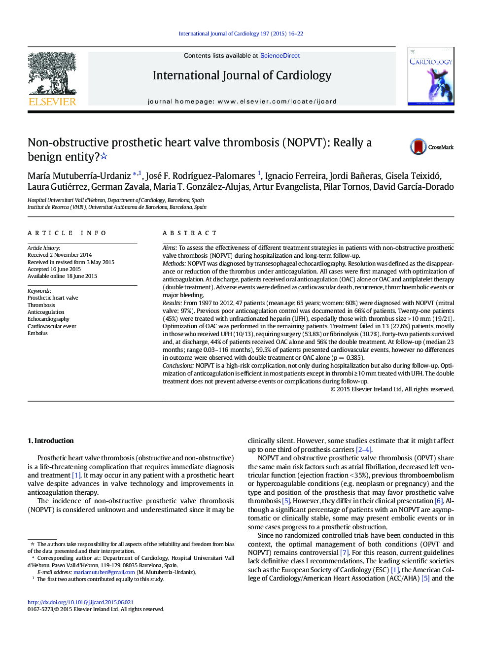 Non-obstructive prosthetic heart valve thrombosis (NOPVT): Really a benign entity? 