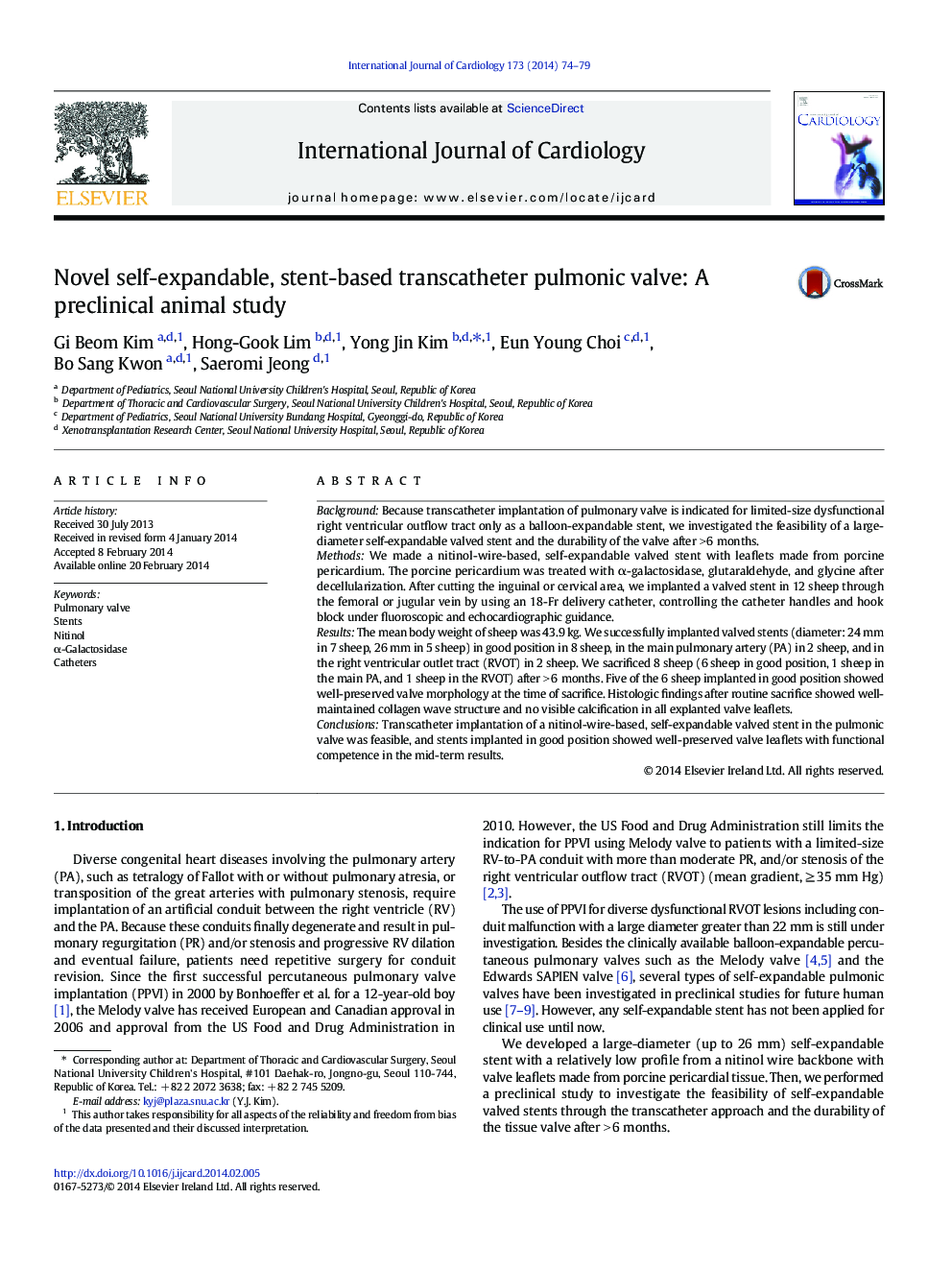 Novel self-expandable, stent-based transcatheter pulmonic valve: A preclinical animal study