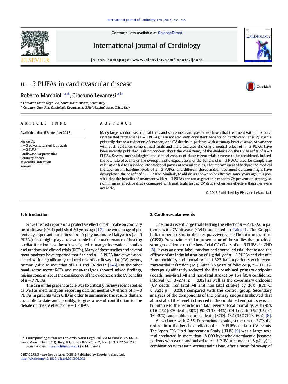 n − 3 PUFAs in cardiovascular disease