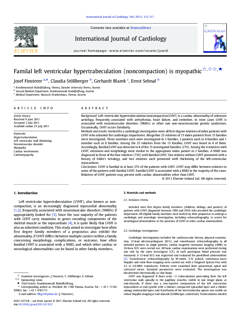 Familal left ventricular hypertrabeculation (noncompaction) is myopathic ★