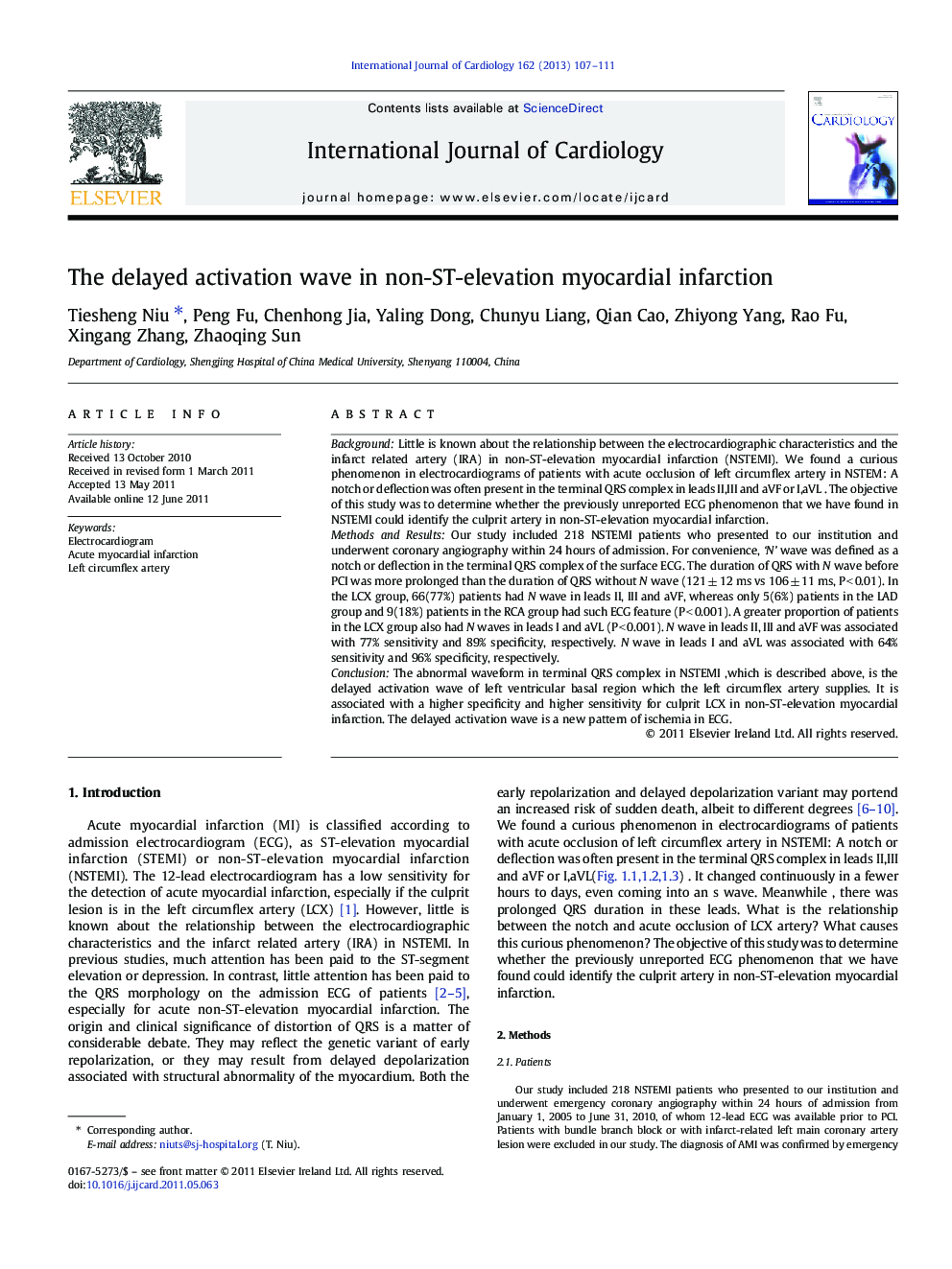 The delayed activation wave in non-ST-elevation myocardial infarction