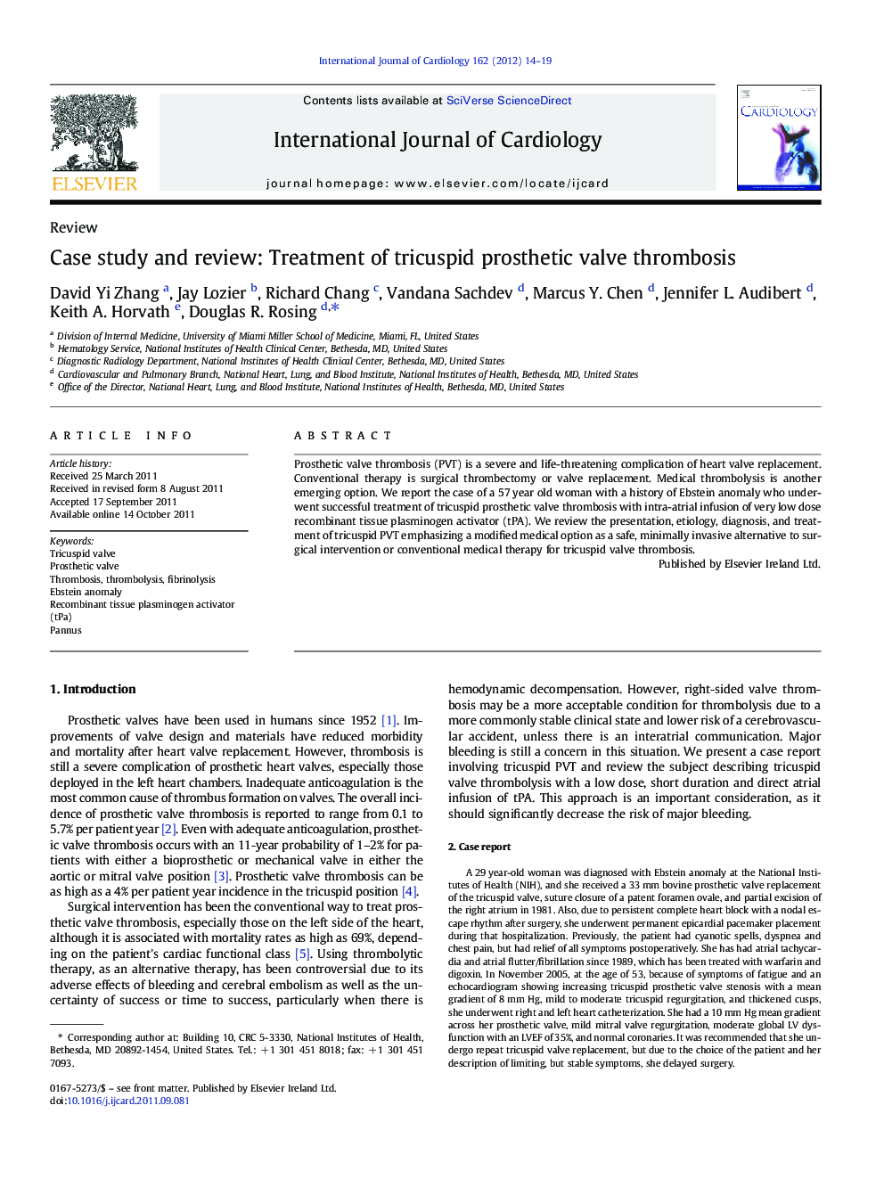 Case study and review: Treatment of tricuspid prosthetic valve thrombosis