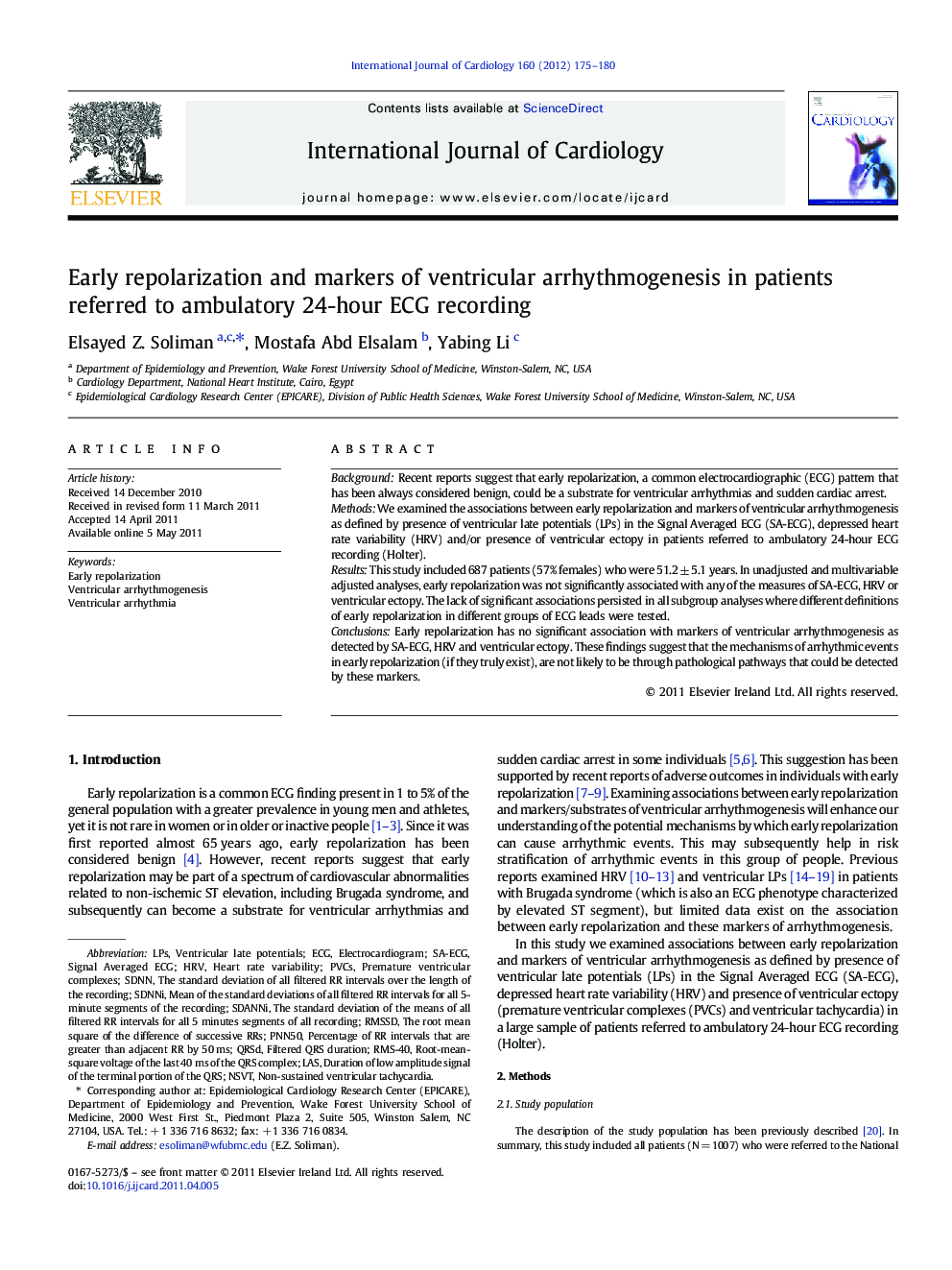 Early repolarization and markers of ventricular arrhythmogenesis in patients referred to ambulatory 24-hour ECG recording