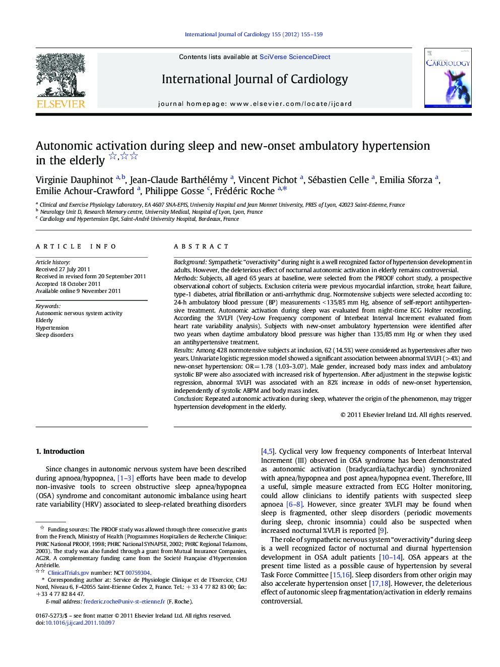 Autonomic activation during sleep and new-onset ambulatory hypertension in the elderly 