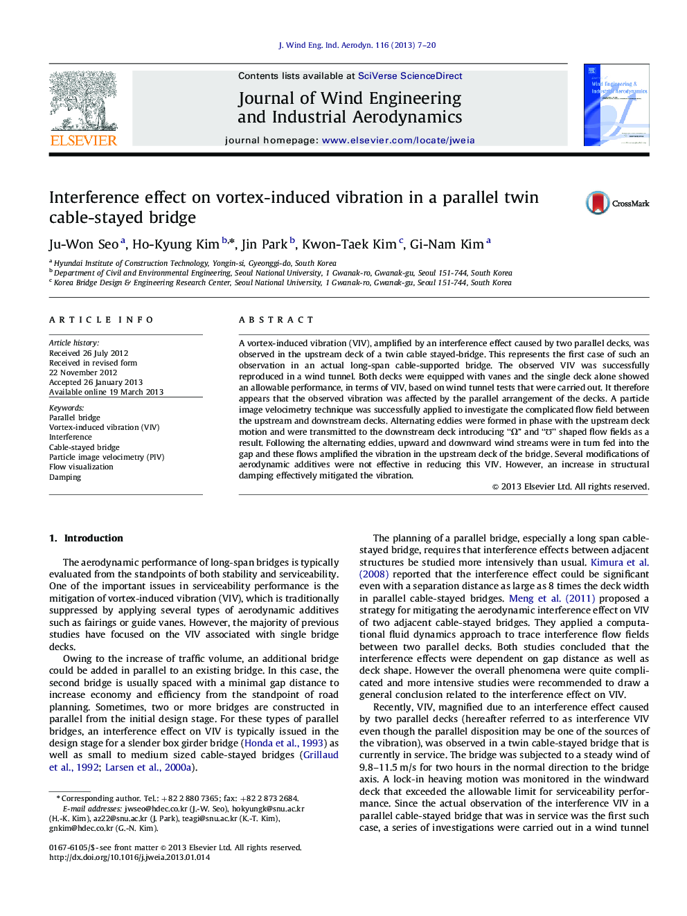 Interference effect on vortex-induced vibration in a parallel twin cable-stayed bridge