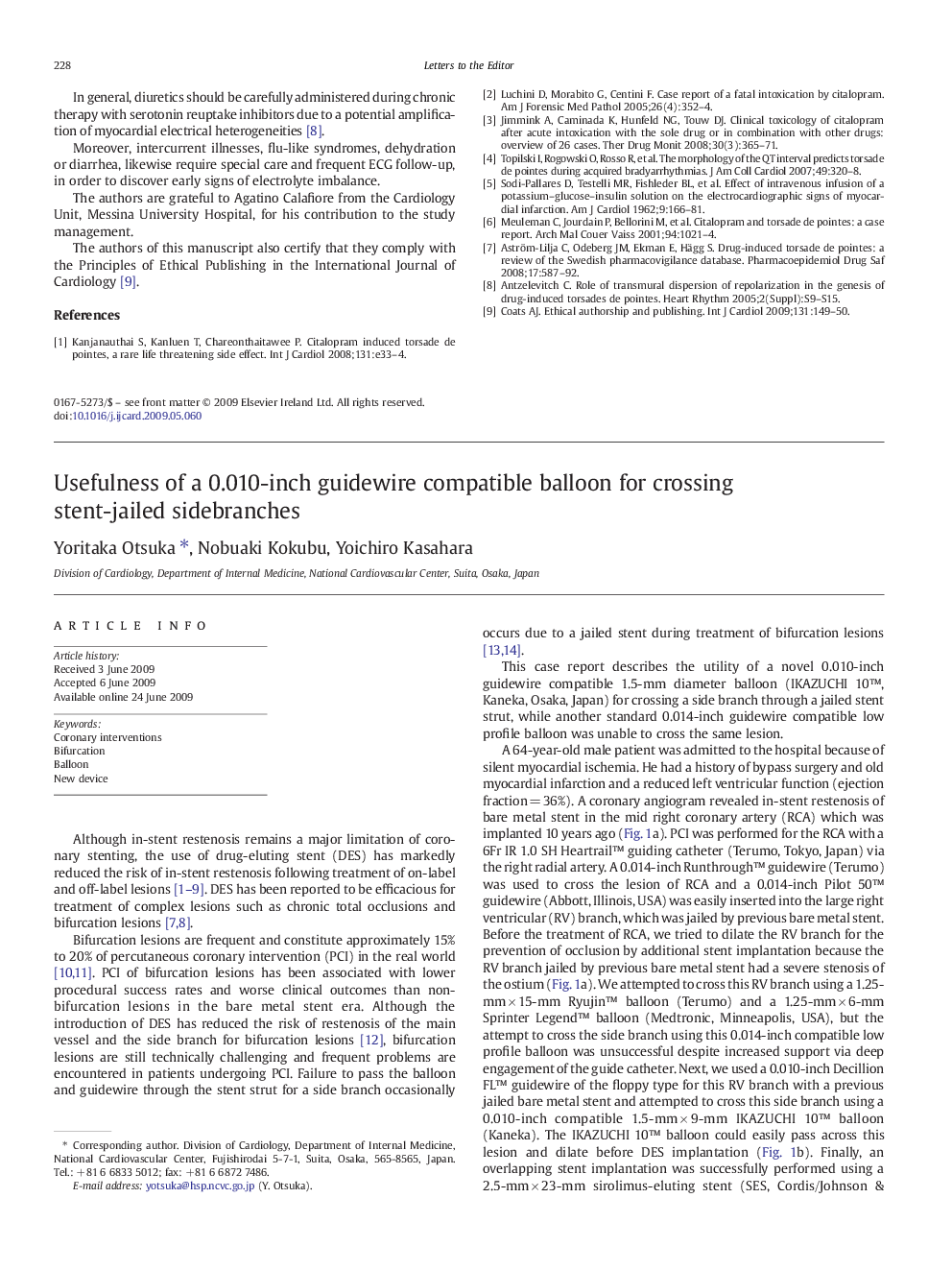 Usefulness of a 0.010-inch guidewire compatible balloon for crossing stent-jailed sidebranches