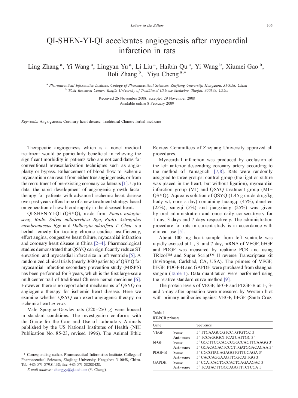 QI-SHEN-YI-QI accelerates angiogenesis after myocardial infarction in rats