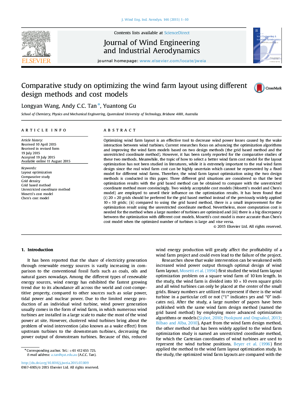 Comparative study on optimizing the wind farm layout using different design methods and cost models