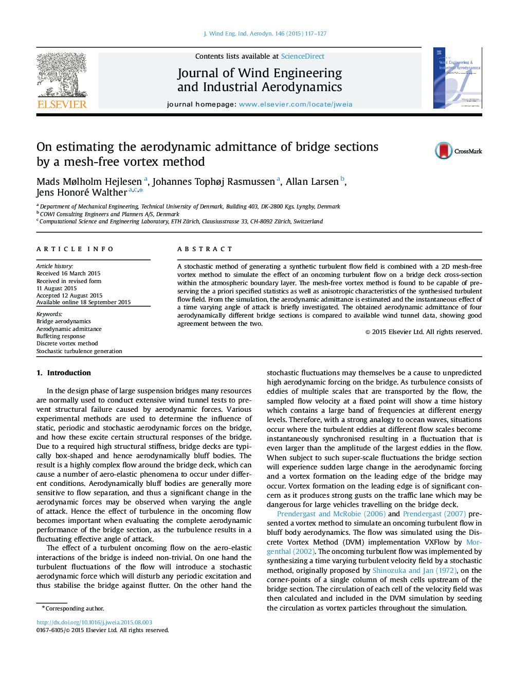 On estimating the aerodynamic admittance of bridge sections by a mesh-free vortex method