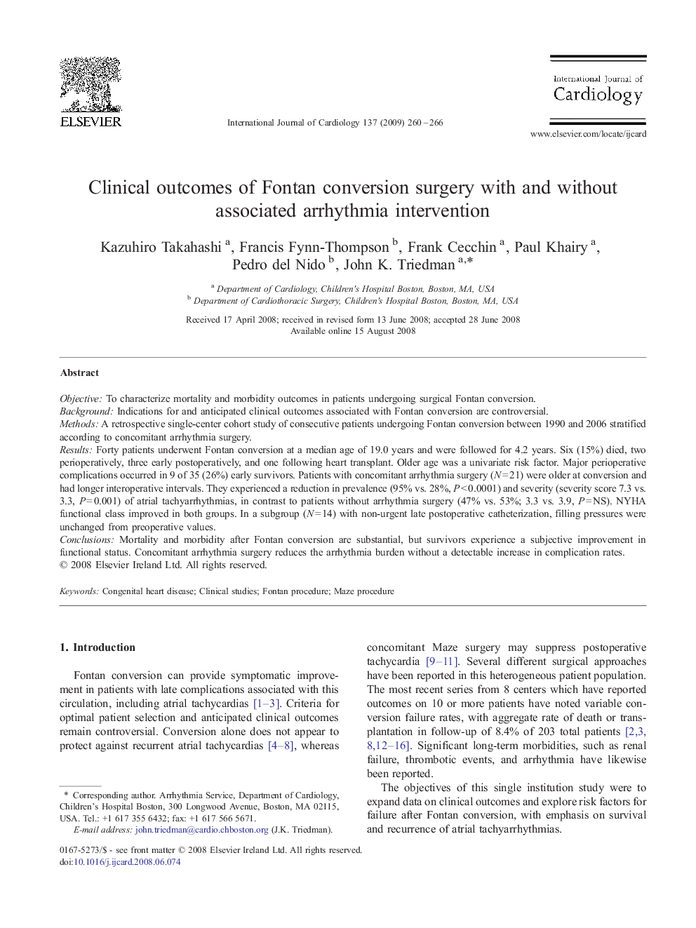 Clinical outcomes of Fontan conversion surgery with and without associated arrhythmia intervention