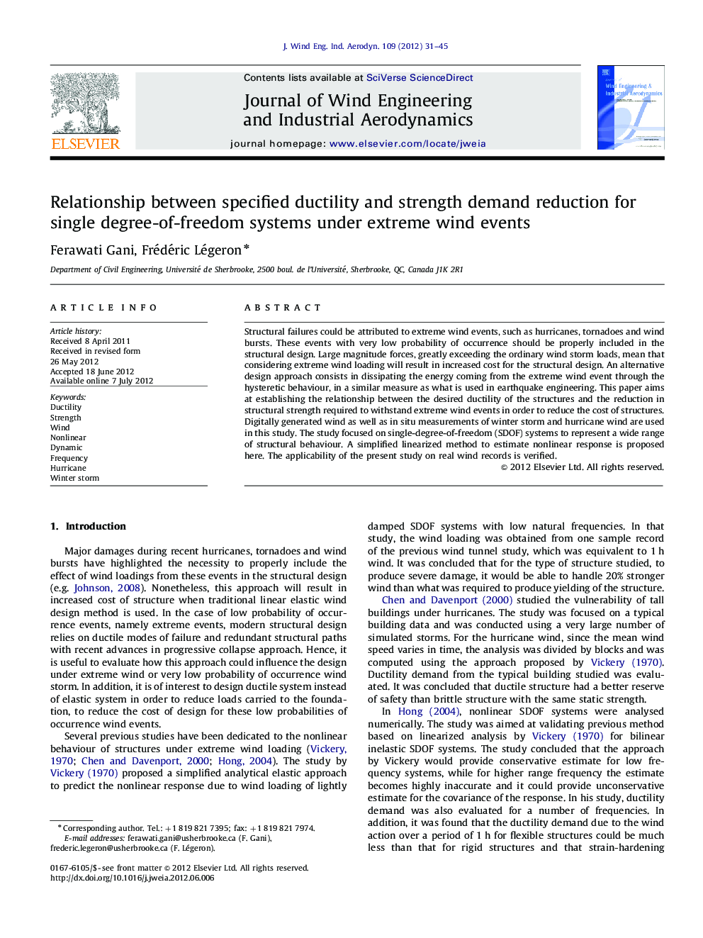 Relationship between specified ductility and strength demand reduction for single degree-of-freedom systems under extreme wind events