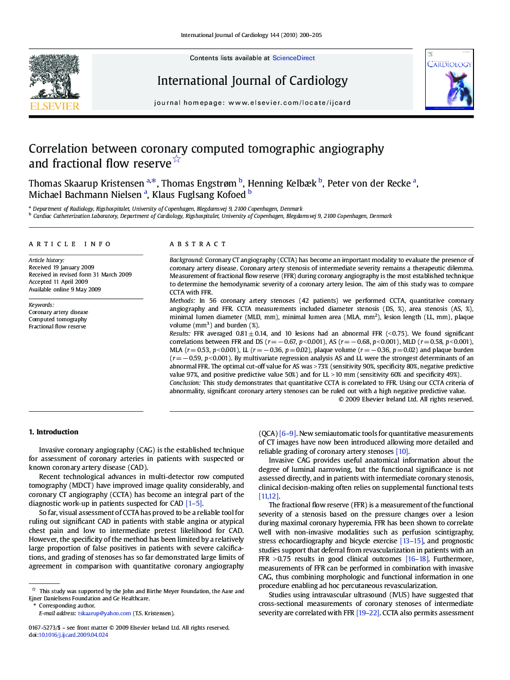 Correlation between coronary computed tomographic angiography and fractional flow reserve 
