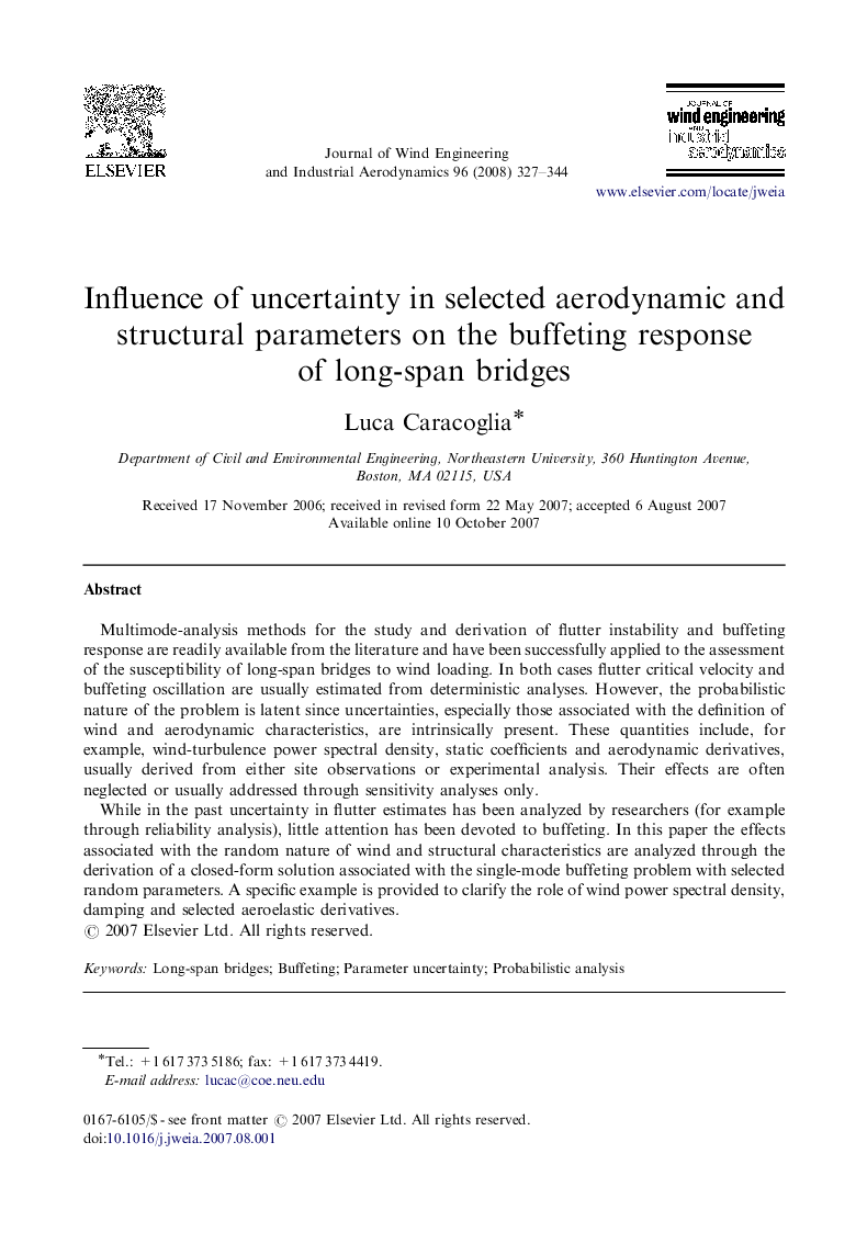 Influence of uncertainty in selected aerodynamic and structural parameters on the buffeting response of long-span bridges