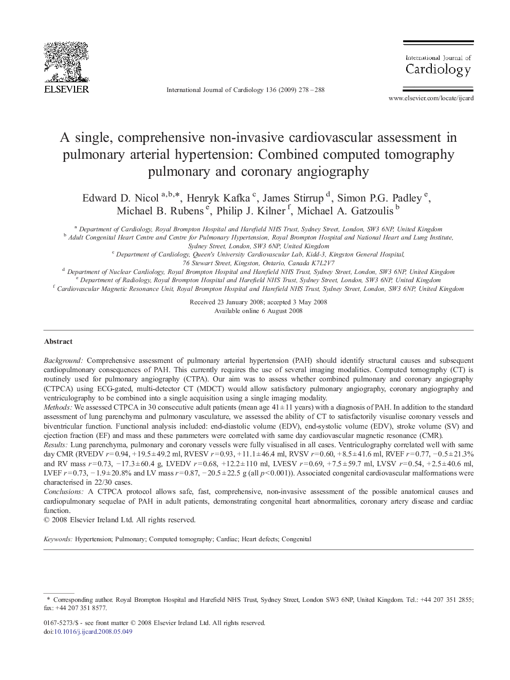 A single, comprehensive non-invasive cardiovascular assessment in pulmonary arterial hypertension: Combined computed tomography pulmonary and coronary angiography