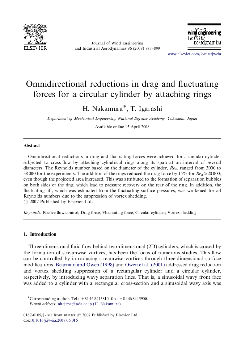 Omnidirectional reductions in drag and fluctuating forces for a circular cylinder by attaching rings
