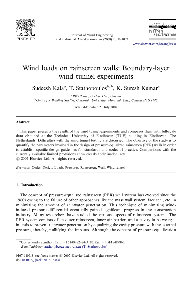 Wind loads on rainscreen walls: Boundary-layer wind tunnel experiments