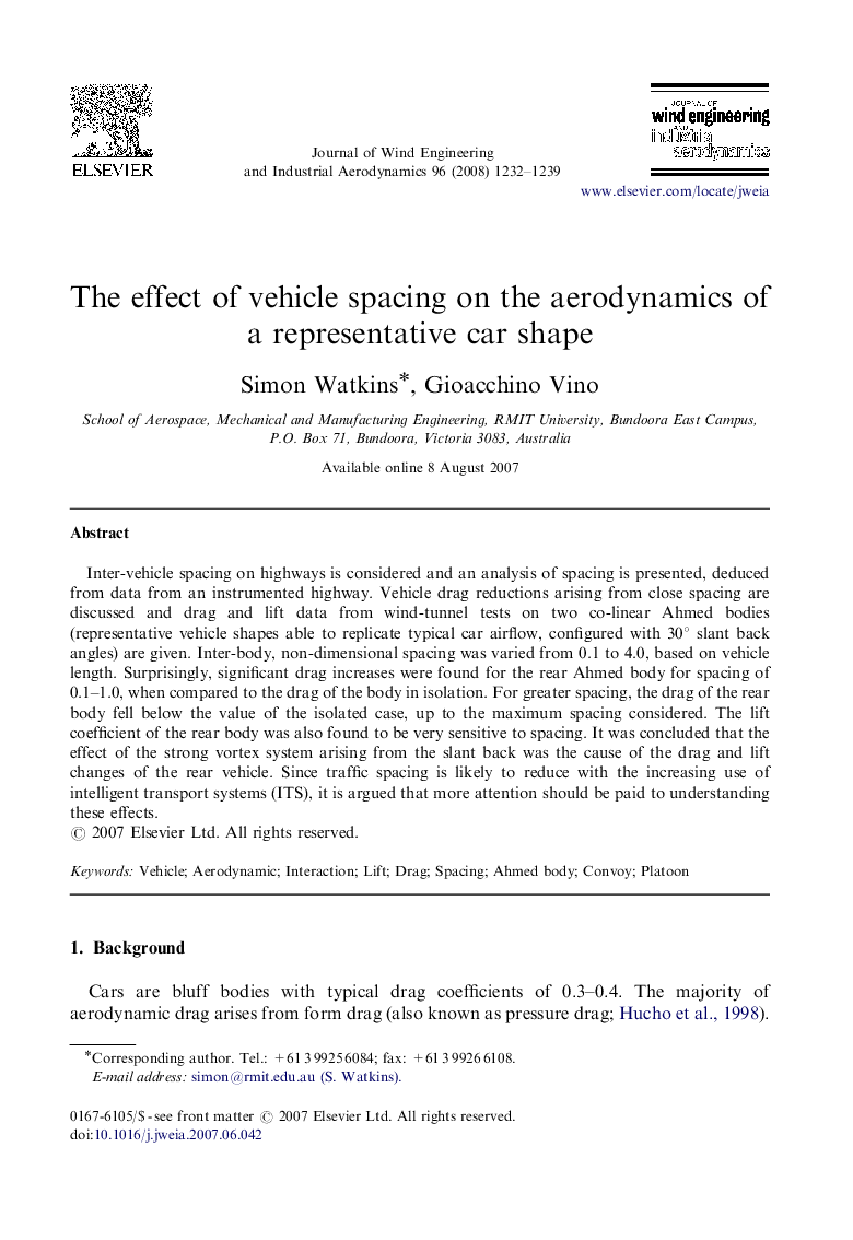 The effect of vehicle spacing on the aerodynamics of a representative car shape