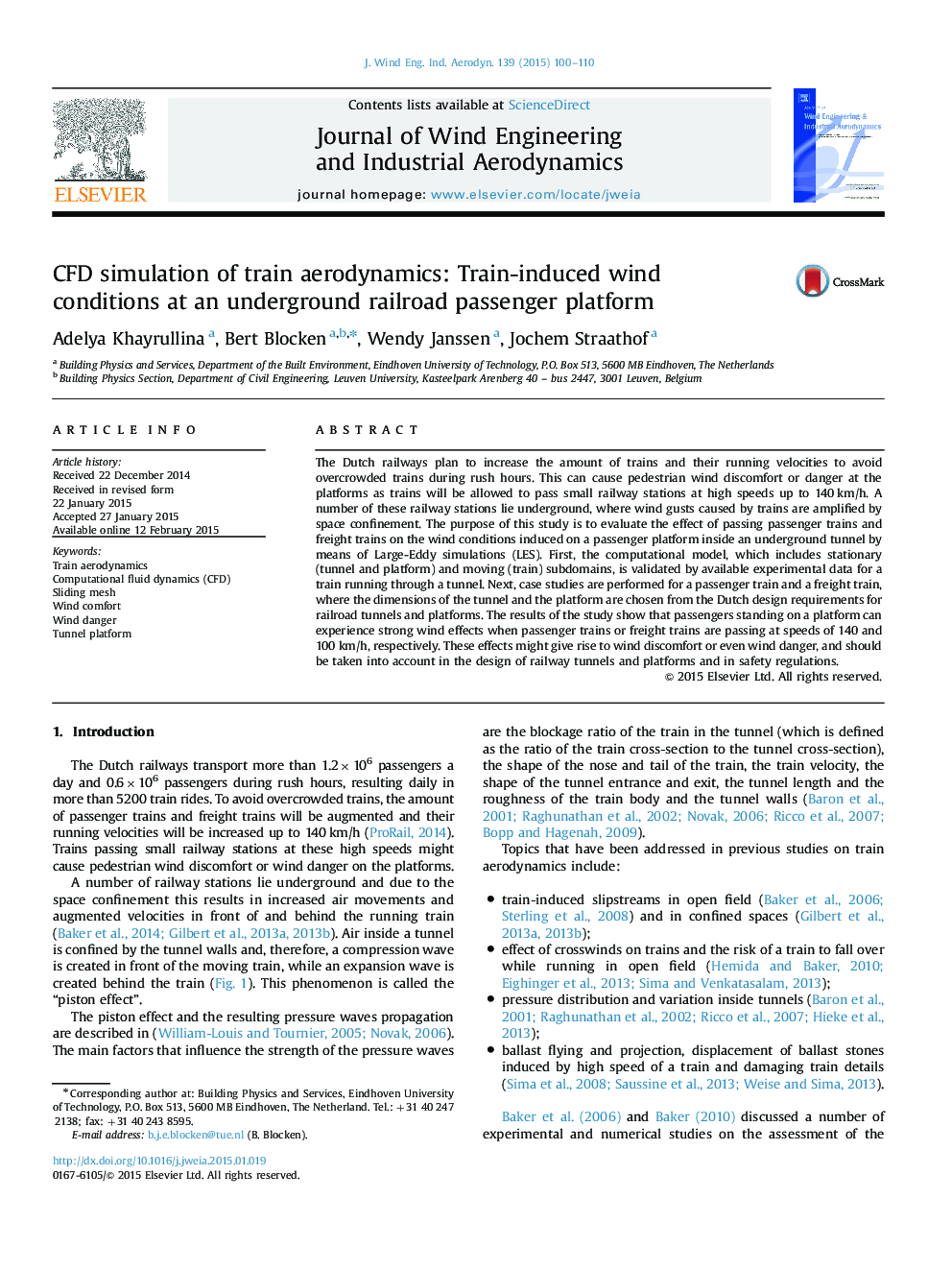 CFD simulation of train aerodynamics: Train-induced wind conditions at an underground railroad passenger platform