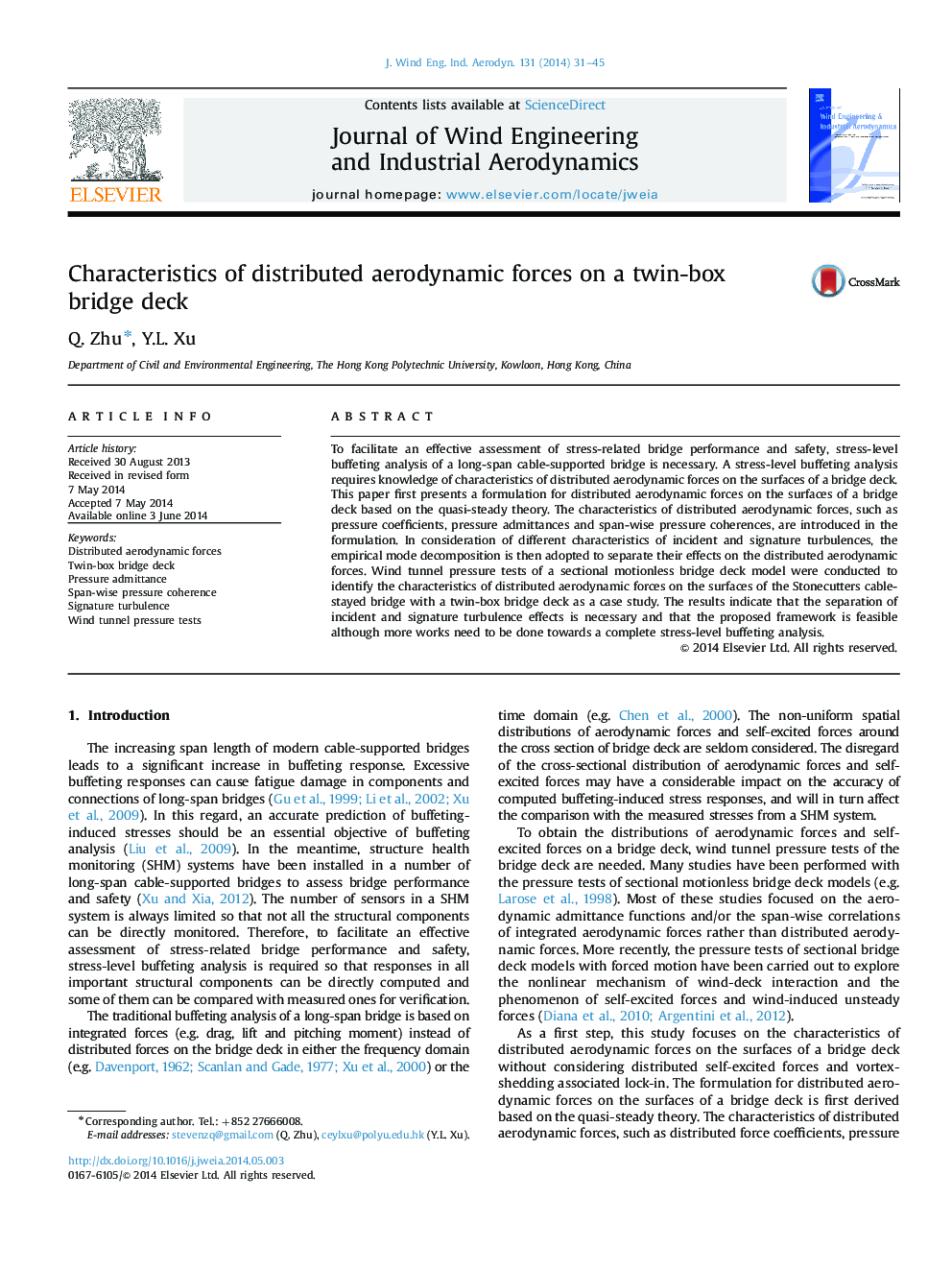 Characteristics of distributed aerodynamic forces on a twin-box bridge deck