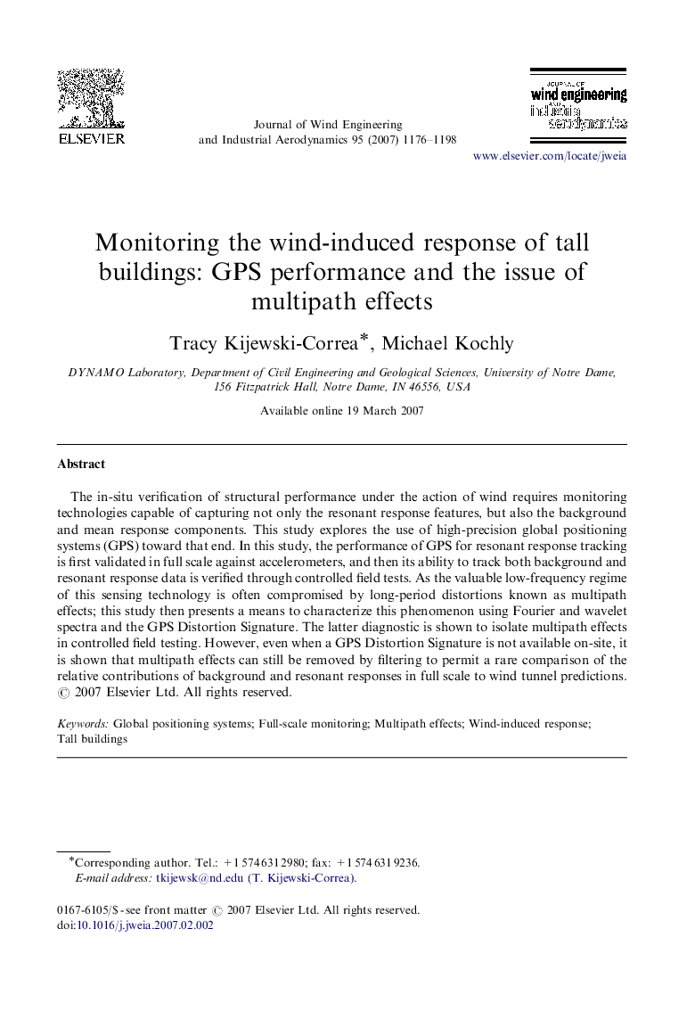 Monitoring the wind-induced response of tall buildings: GPS performance and the issue of multipath effects