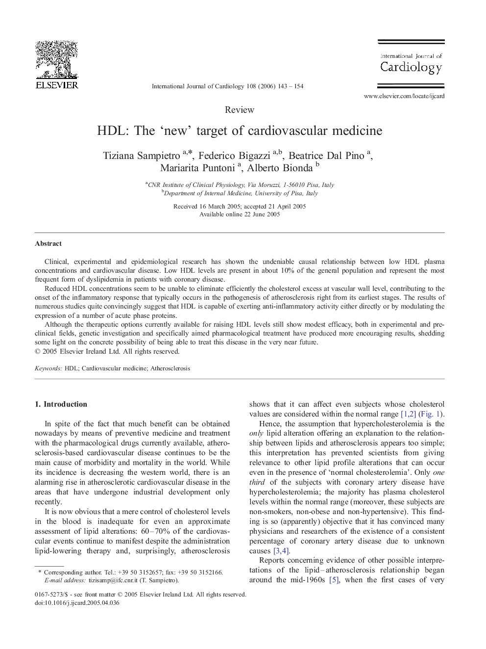 HDL: The 'new' target of cardiovascular medicine