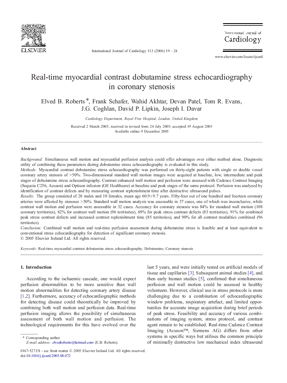 Real-time myocardial contrast dobutamine stress echocardiography in coronary stenosis