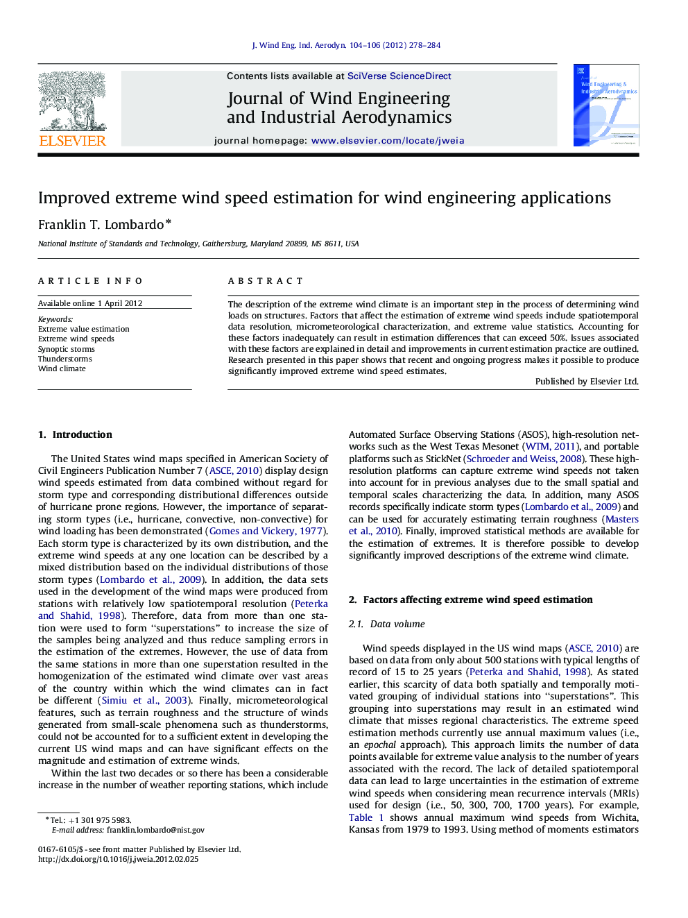 Improved extreme wind speed estimation for wind engineering applications