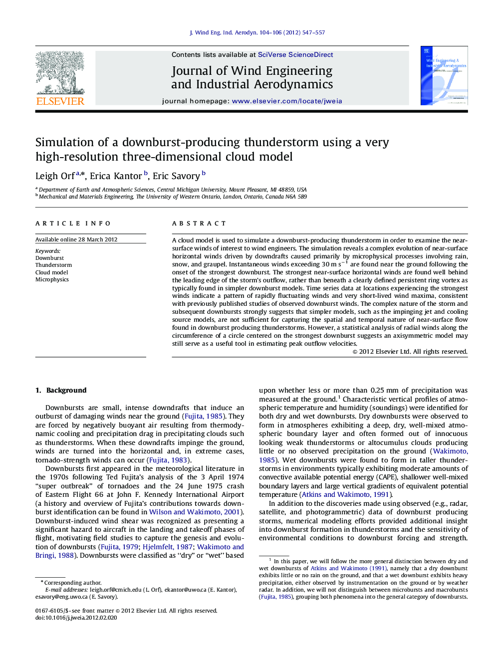 Simulation of a downburst-producing thunderstorm using a very high-resolution three-dimensional cloud model