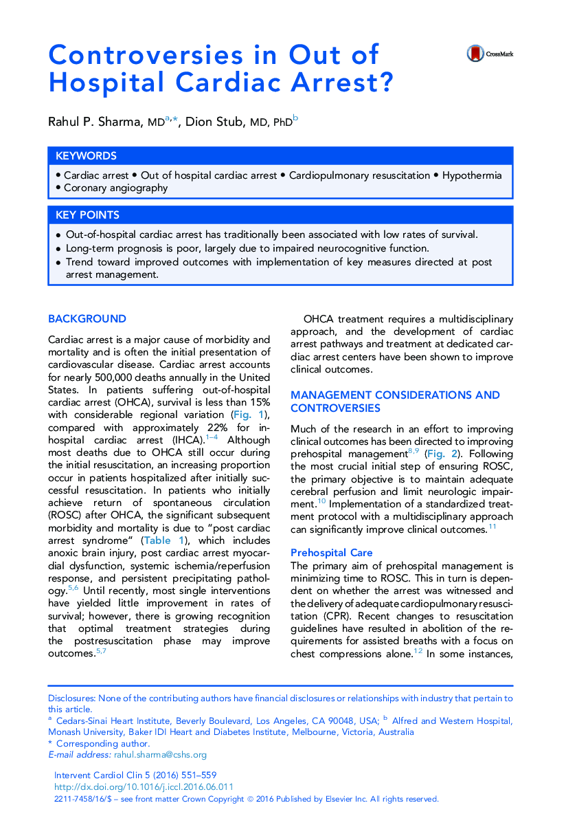 Controversies in Out of Hospital Cardiac Arrest?