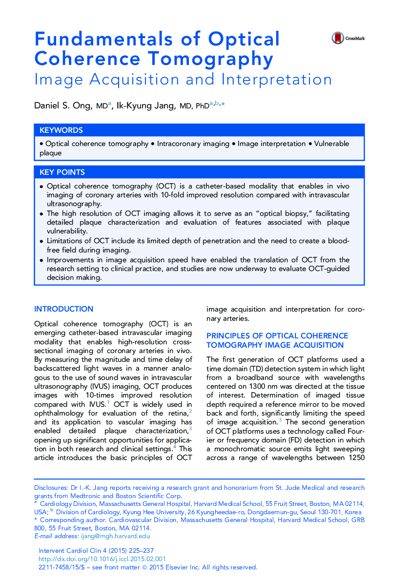 Fundamentals of Optical Coherence Tomography