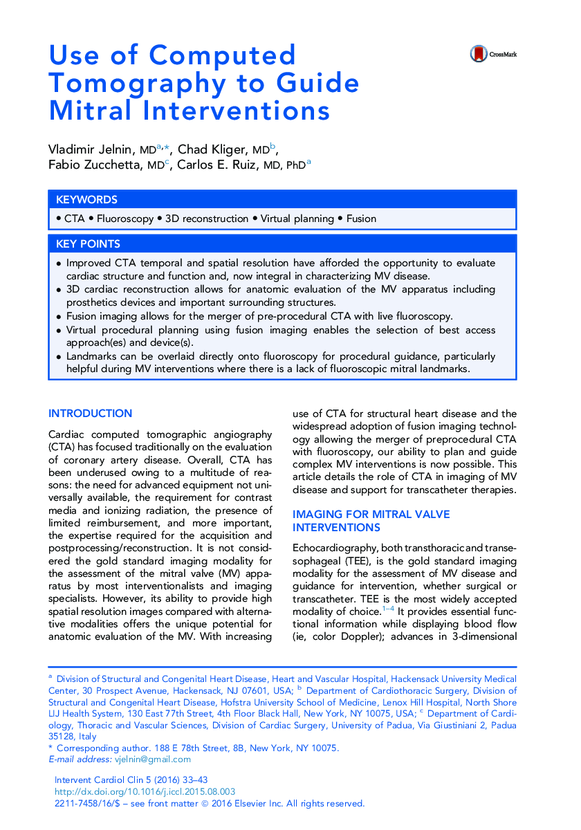 Use of Computed Tomography to Guide Mitral Interventions