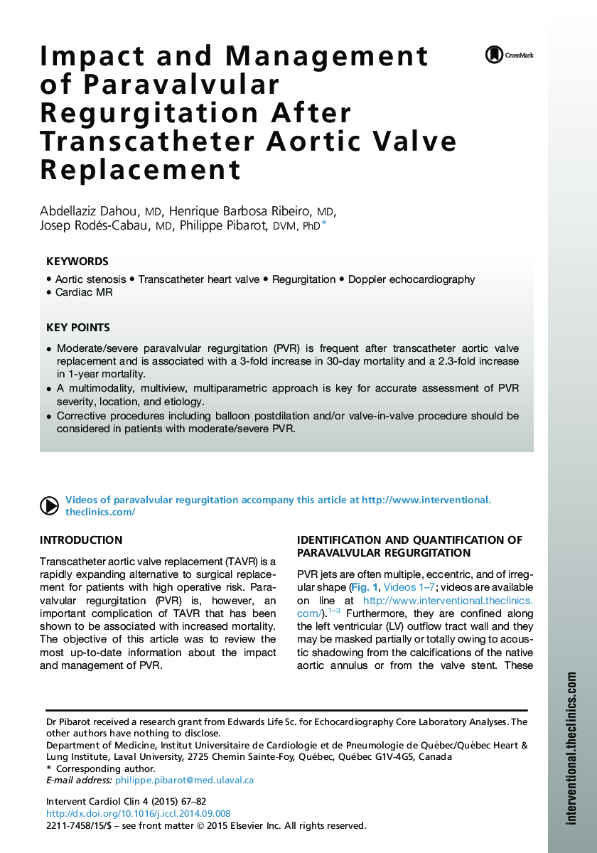 Impact and Management of Paravalvular Regurgitation After Transcatheter Aortic Valve Replacement