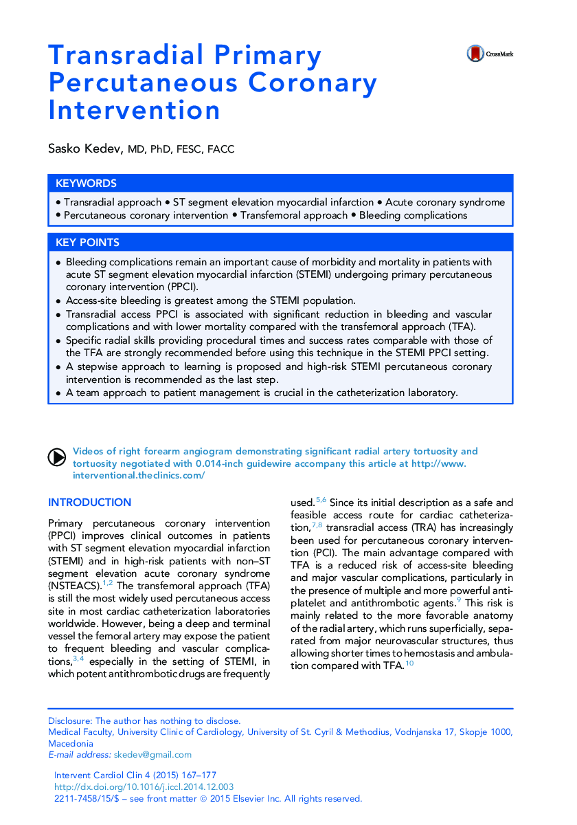 Transradial Primary Percutaneous Coronary Intervention