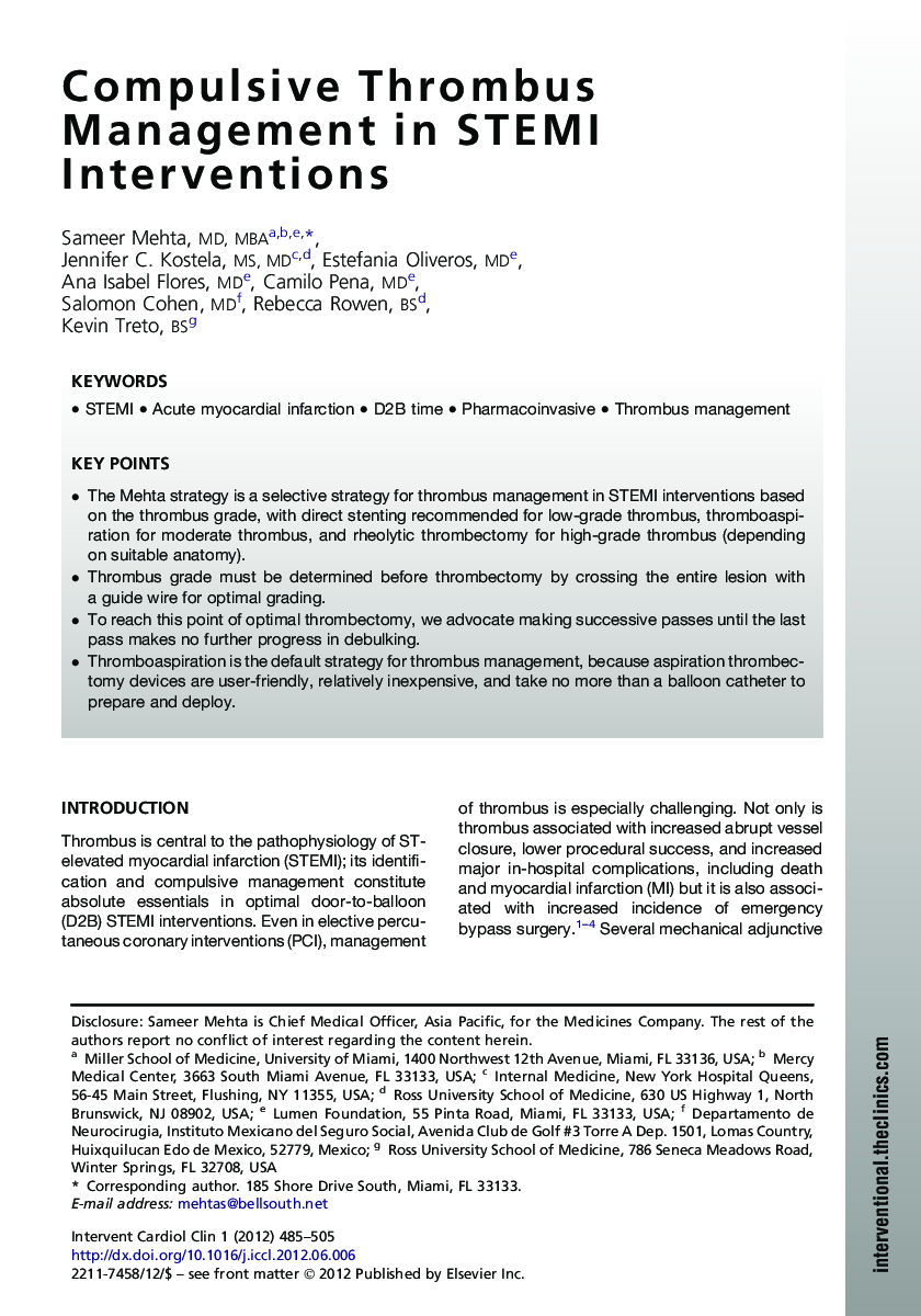 Compulsive Thrombus Management in STEMI Interventions