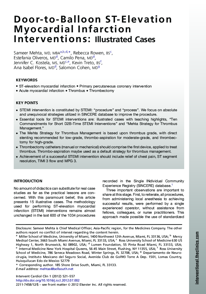 Door-to-Balloon ST-Elevation Myocardial Infarction Interventions