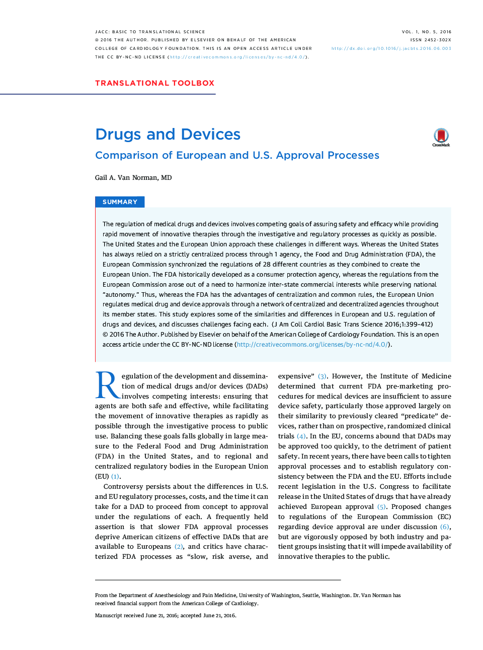 Drugs and Devices : Comparison of European and U.S. Approval Processes