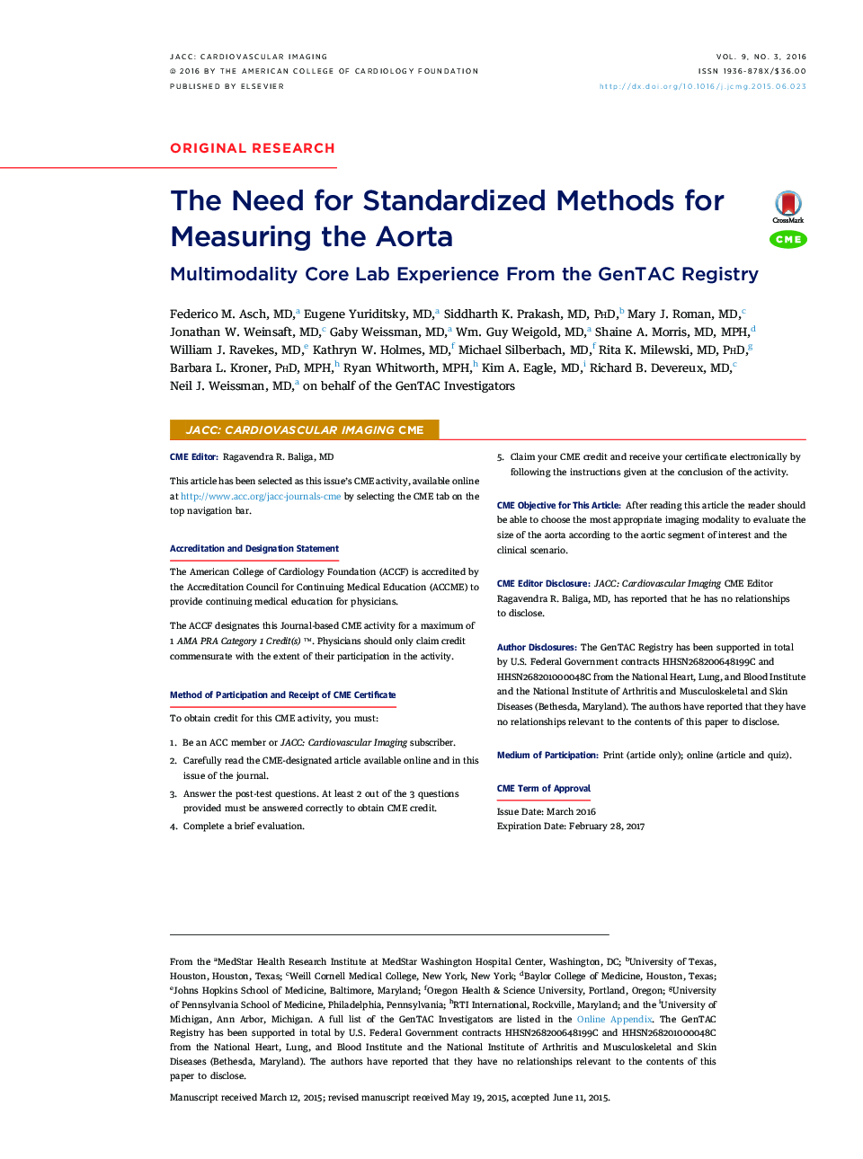 The Need for Standardized Methods for Measuring the Aorta : Multimodality Core Lab Experience From the GenTAC Registry