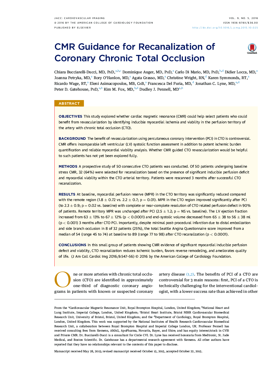 CMR Guidance for Recanalization of Coronary Chronic Total Occlusion 