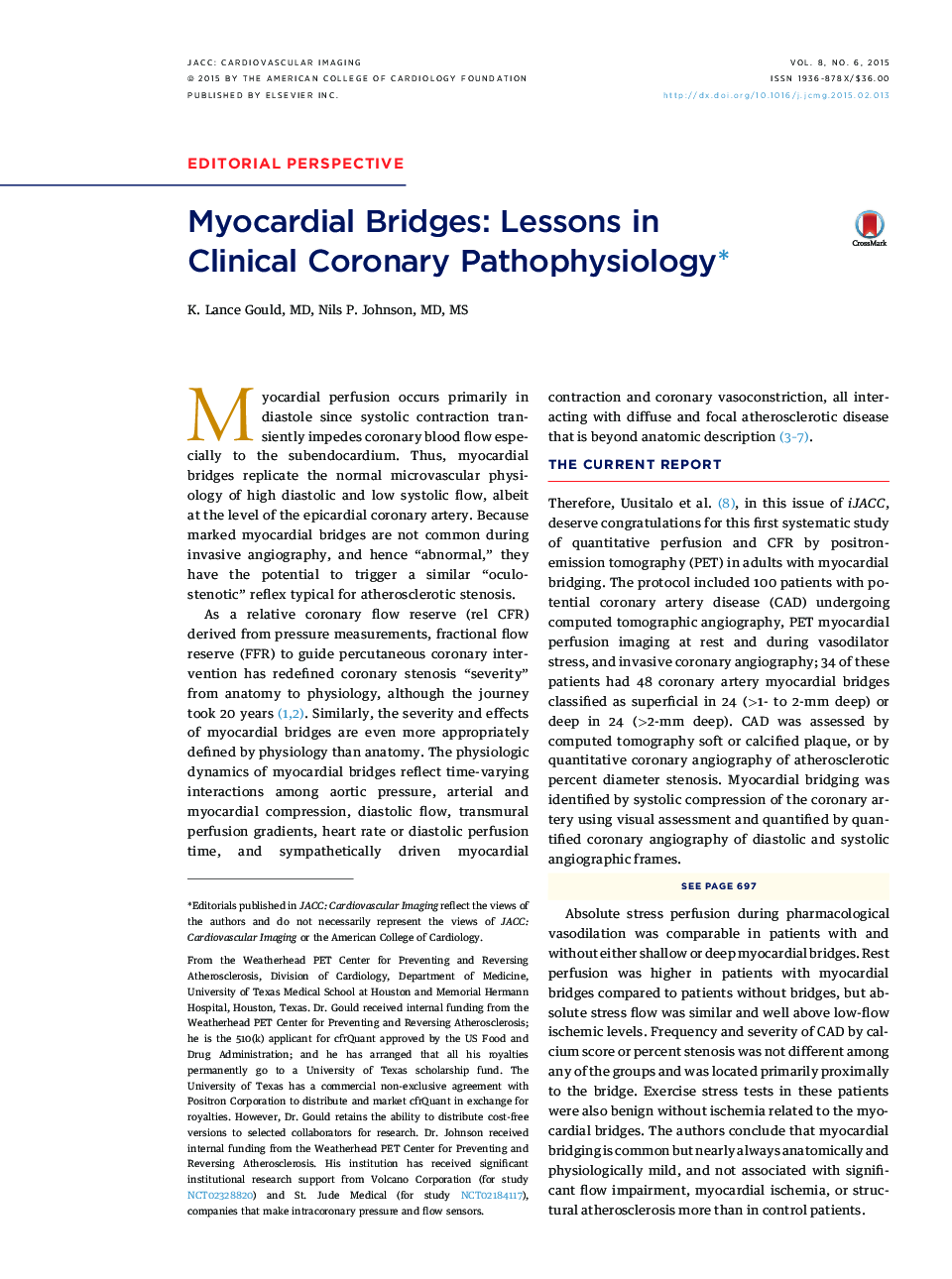 Myocardial Bridges: Lessons in ClinicalÂ Coronary Pathophysiologyâ